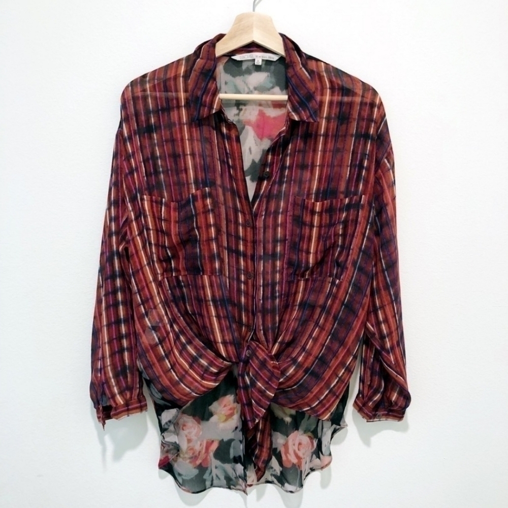 RACHEL ROY Sheer Button-down Shirt US S
